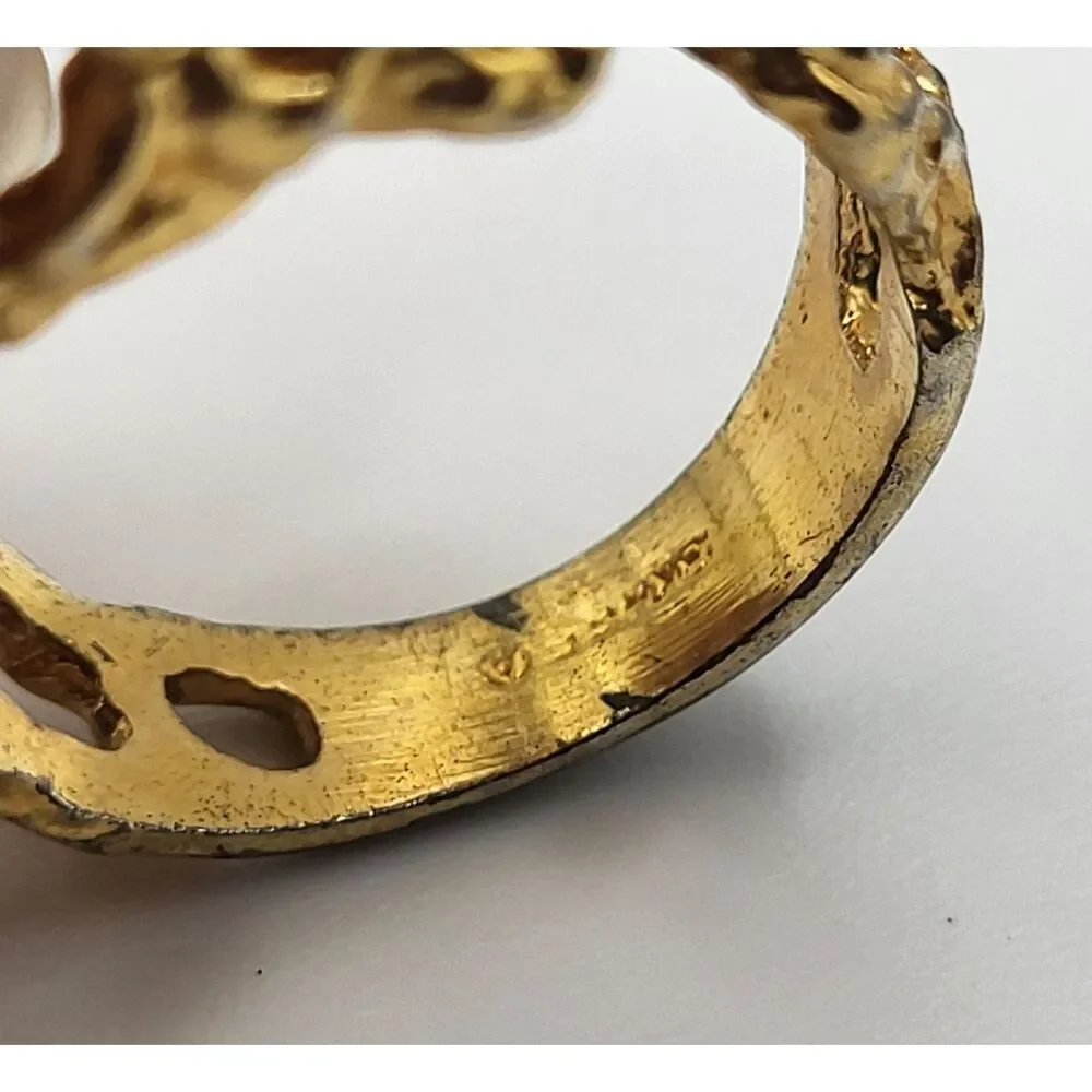 18K HGE Gold Modernist Brutalist Ring Coral Reef Texture Size 8